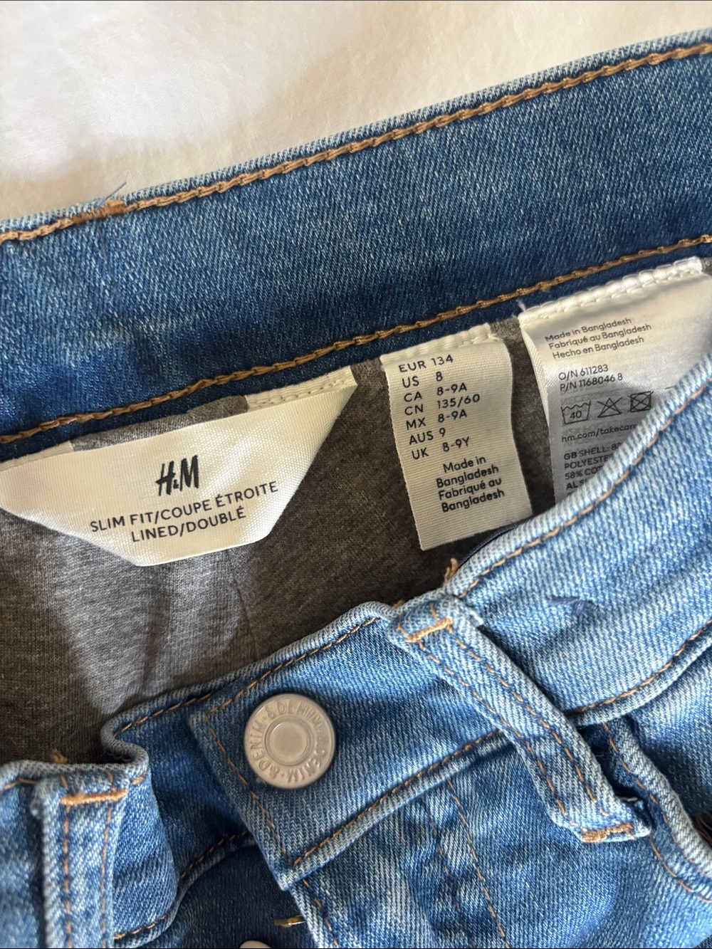 H&M Girls' Skinny linned Jeans in Light Blue Denim